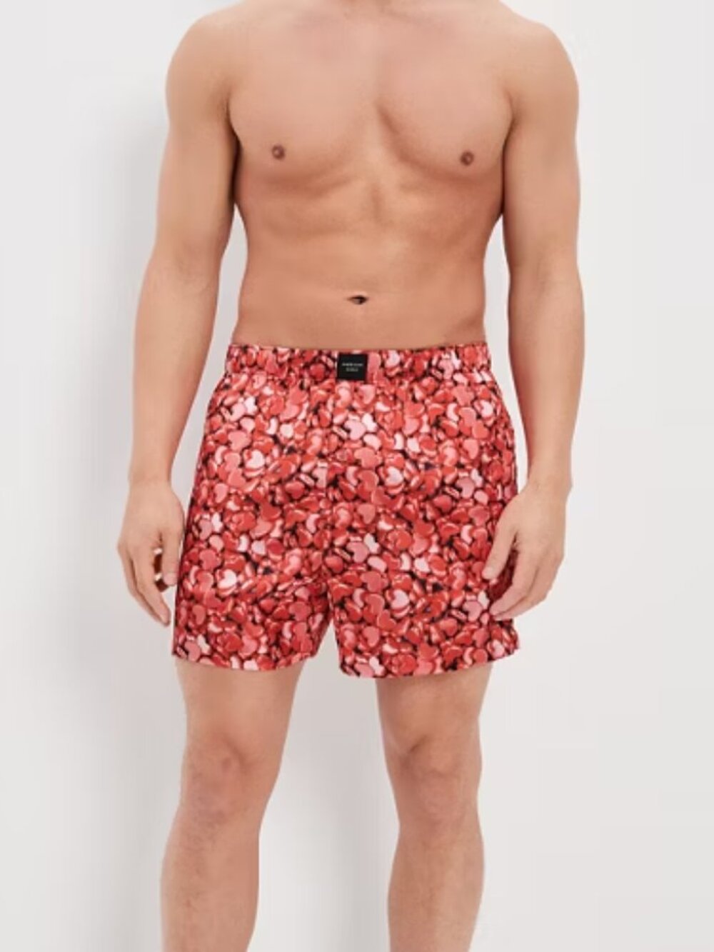 *NWT AEO Satin Pocket Boxer Short Red Plastic Hearts Pattern M